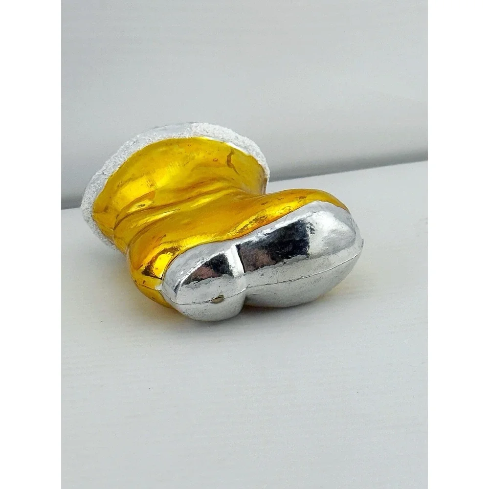 Vintage 1950's-60's Polish Hand Blown Glass Stocking Ornament. 4
